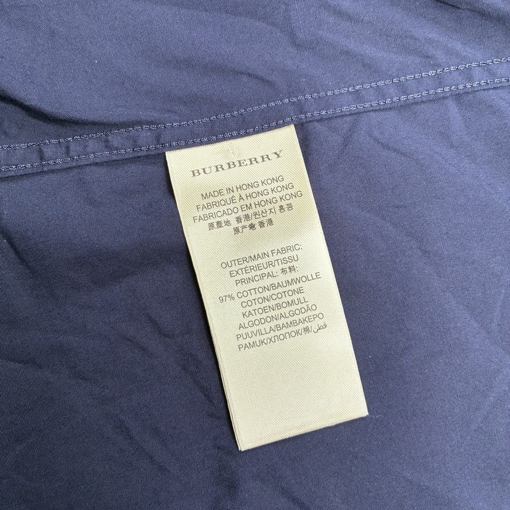 Burberry Brit Shirt Men's M Navy Blue Nova Check Flip Cuff Long Sleeve Button Up - Picture 12 of 15